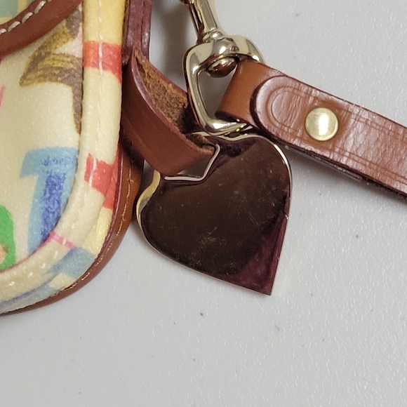 Dooney & Bourke Vintage Pouch Graffiti Canvas Leather Trim. - Picture 10 of 14